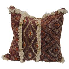 Custom Pillow Cut from an Antique Hand Loomed Wool Moroccan Berber Rug