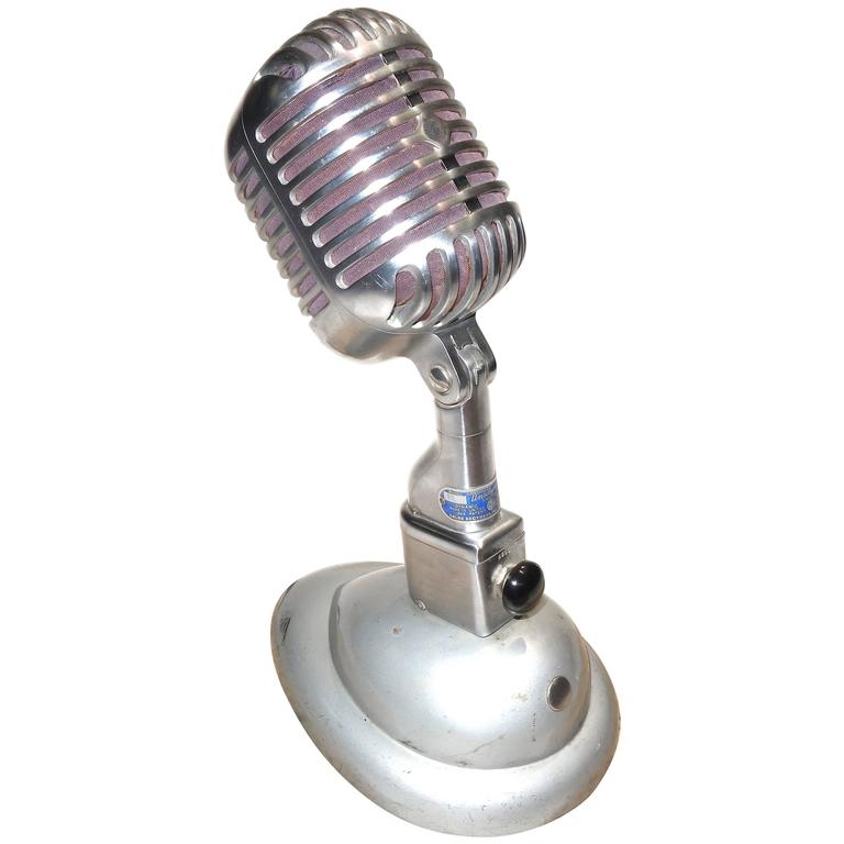 Shure Model 55 Studio Microphone W Correct Desk Stand, As Sculpture. ON