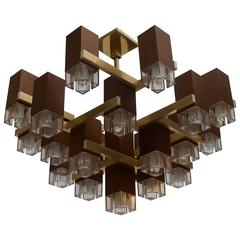 Pristine Sciolari 20 Cubic Lacquered Brass Chandelier, 1970s, Italia 9