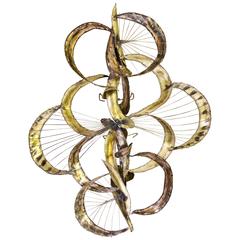 Large Vintage Brutalist Wall Sculpture in Torch Cut Brass, 1970s 2