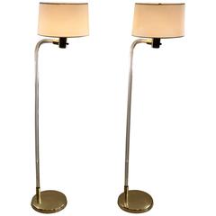 Pair of Peter Hamburger for Knoll Lucite and Brass Floor Lamps, 1970s