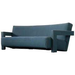 Vintage Gerrit Thomas Rietveld Curved 'Utrecht' Sofa in Blue Fabric Upholstery