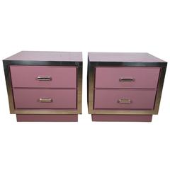  Pair of Mid-Century Lilac Lacquered Nightstands