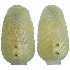 Pair of Barovier & Toso Gold Fleck Murano Glass Sconces 5