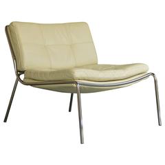 Frog Chair by Piero Lissoni, Cream Leather Italian Lounge Chair