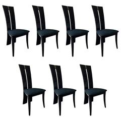 Contemporary Postmodern Italian Dining Chairs in Charcoal Lacquer Finish