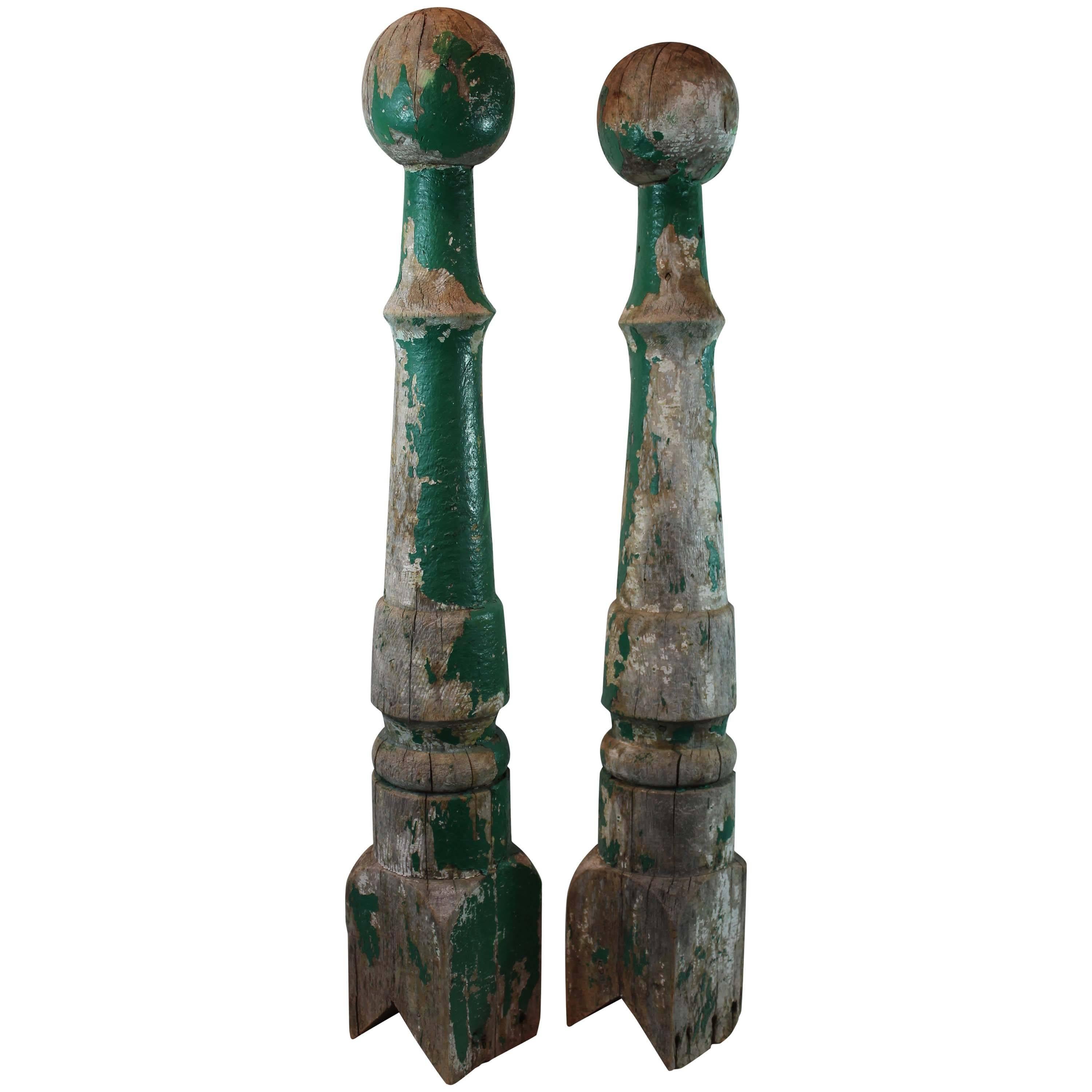 Pair of 19th Century Carved French Countryside Church Finials For Sale