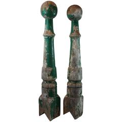 Pair of 19th Century Carved French Countryside Church Finials