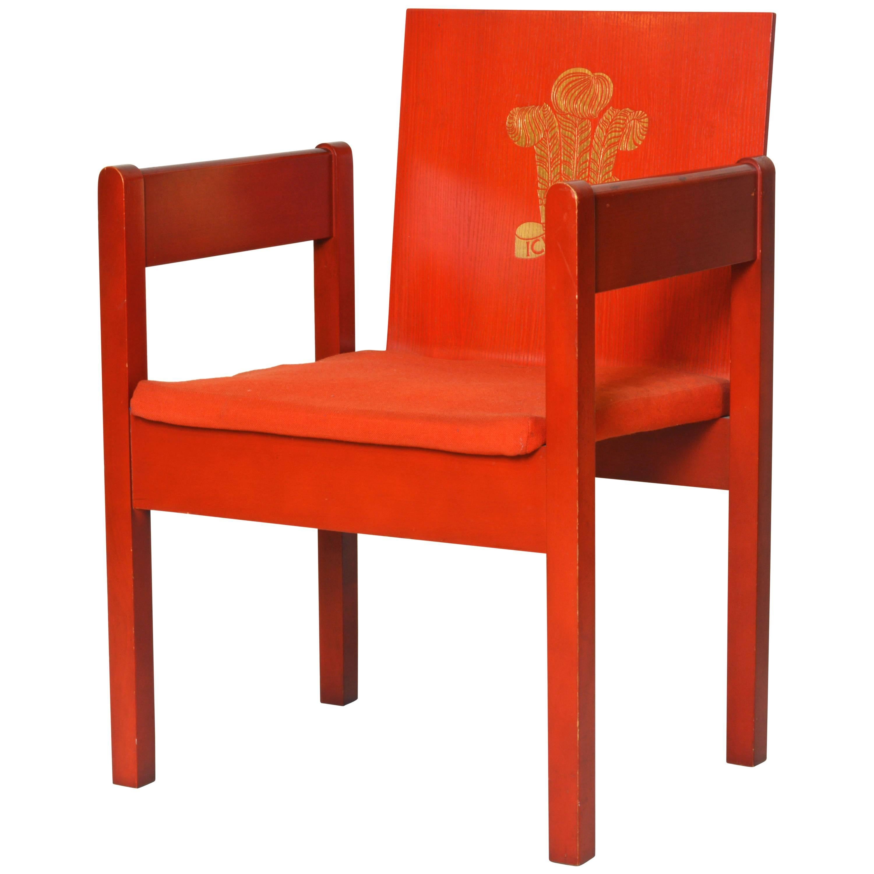 Rare Mid-Century Prince Charles Investiture Chair Designed by Lord Snowdon, 1969