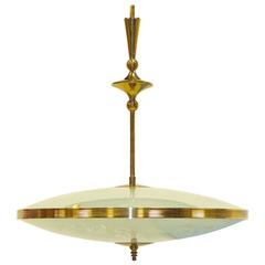 Italian Etched Glass UFO Pendant in the Style of Pietro Chiesa 10