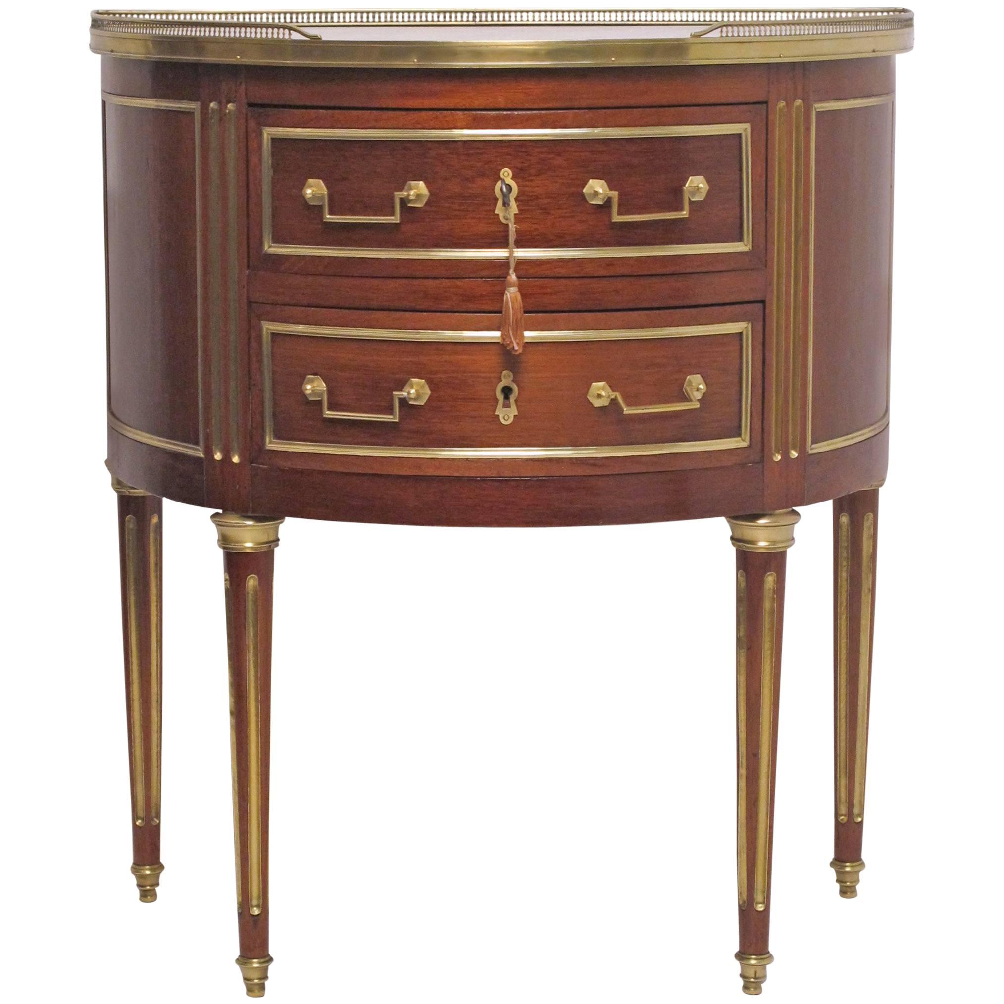 French Directoire Demilune Side Table Chest