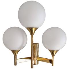 Triple Glass Globe and Brass Sconces, 1960s