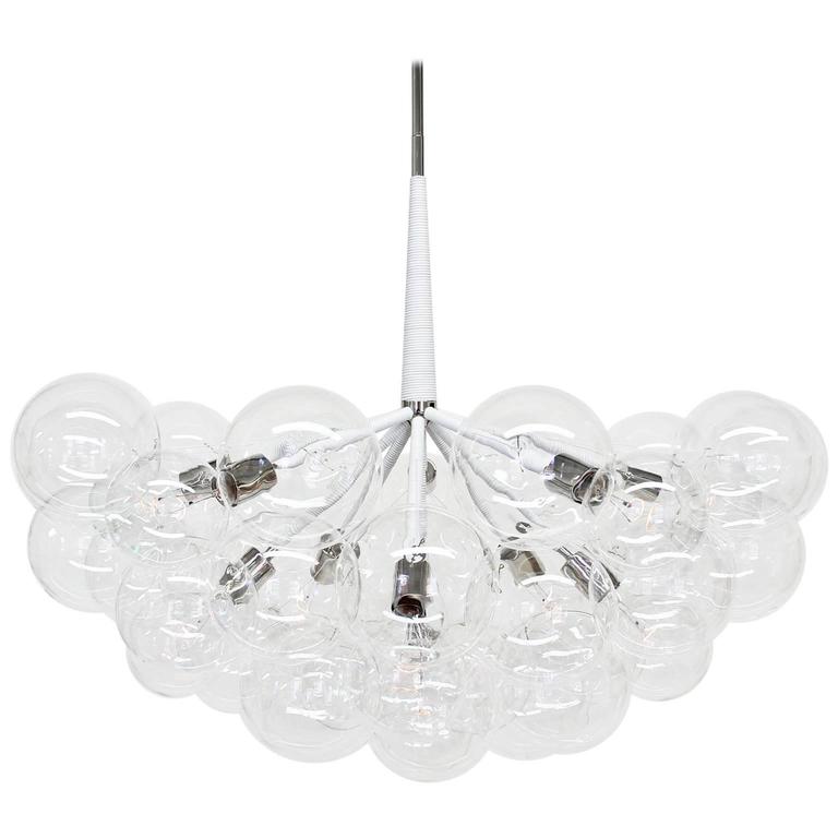 Supra Bubble Chandelier In Dark Brown Leather And Satin Brass By Ethereal And Iconic The Bubble Chandelier Is A Modern Re Interpretation Of Crystal