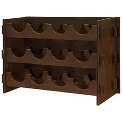 Arts & Crafts Style Wood Wine Rack, circa 1975