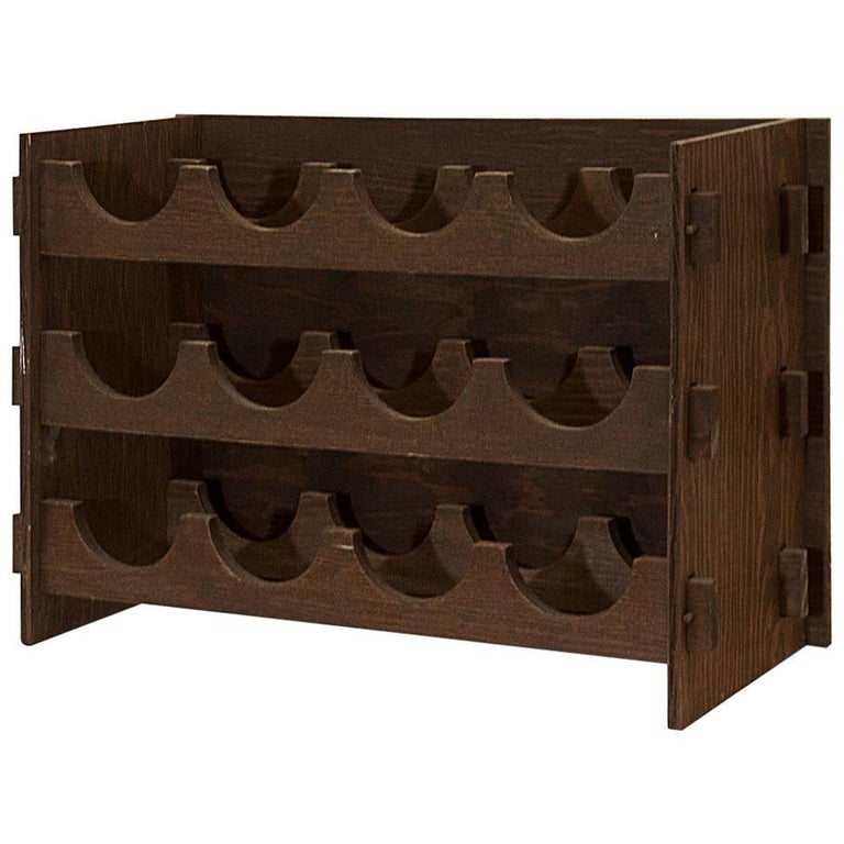 Arts and Crafts Style Wood Wine Rack, circa 1975 at 1stDibs