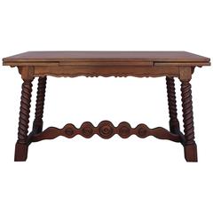 Antique 1920s Spanish Revival Table with Pull-Out Leaves