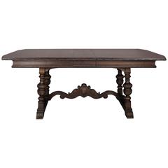1920s Walnut Dining Room Table with One Leaf Antique 1920s Walnut Dining Room Table with One Leaf