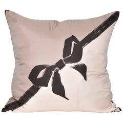 Large Vintage Valentino Ribbon Silk Scarf with Irish Linen Cushion Pillow