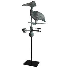Early 20th Century, Stork Weathervane with Original Directionals on Stand 12