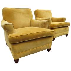 Pair of 1940s Velvet Club Chairs