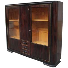 Stunning French Art Deco Exotic Macassar Ebony Bookcase, circa 1940 12