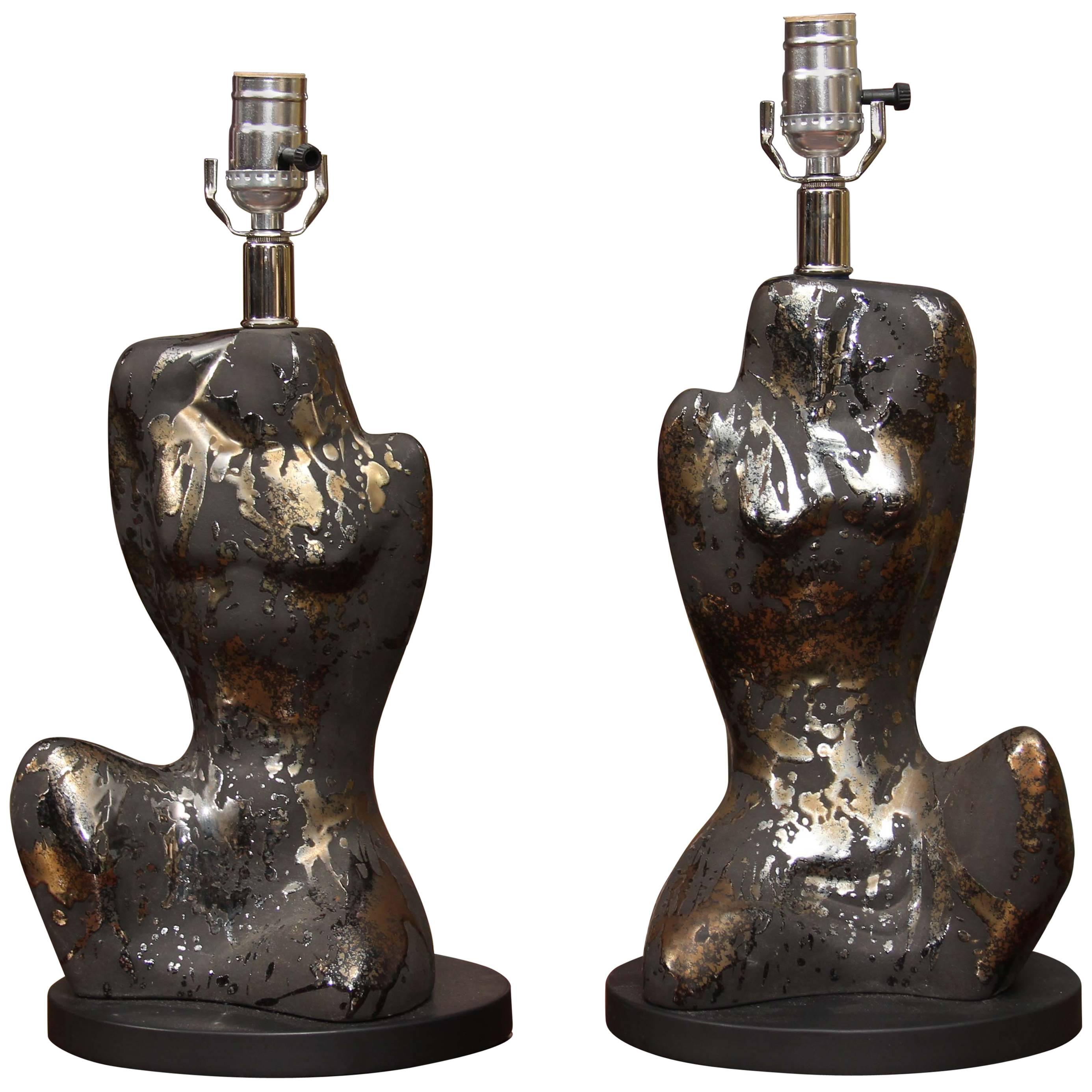 Pair of Mid-Century Male and Femaie Form Table Lamps