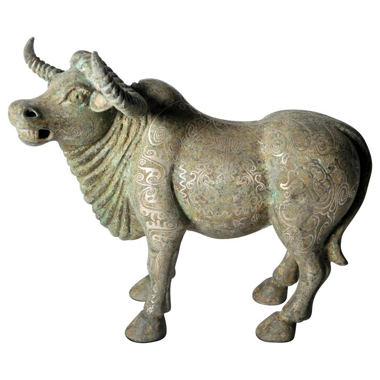 Chinese Bronze Bull Sculpture at 1stdibs