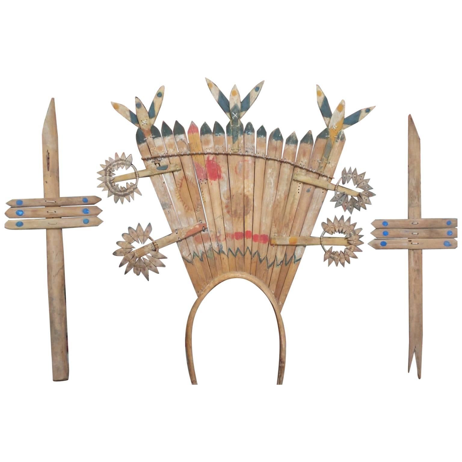 Apache Gahn Mountain Spirit Crown and Dance Wands, circa 1930s