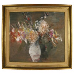 Impressionist Floral White Still Life   Painting 1940