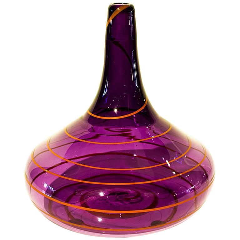 Avidan Ross Purple Bud Vase Art Glass, Signed