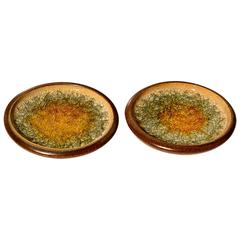 Set of Two Robert Maxwell Glazed Stoneware Plates, circa 1965