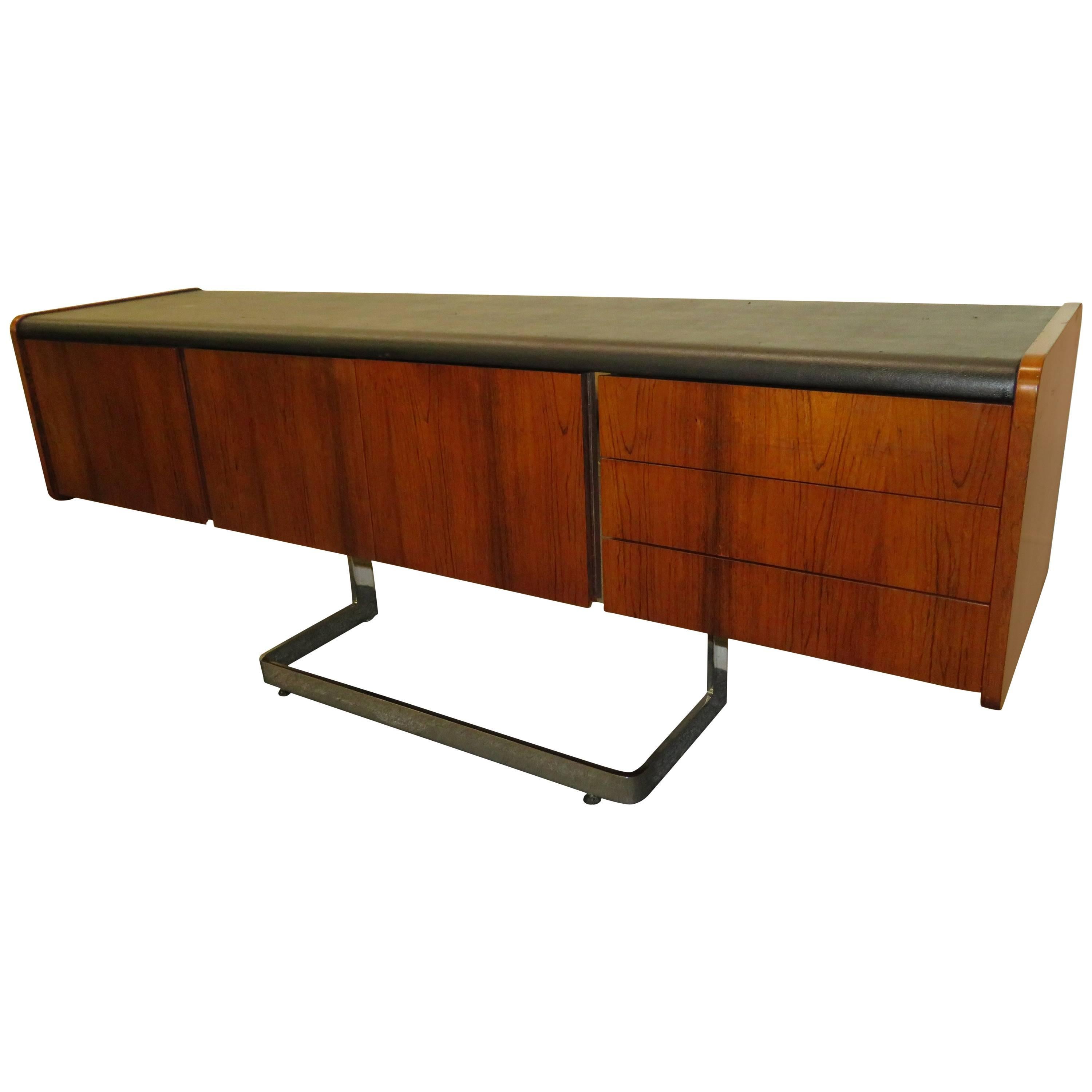 Fabulous Rosewood and Chrome Credenza by Ste. Marie & Laurent