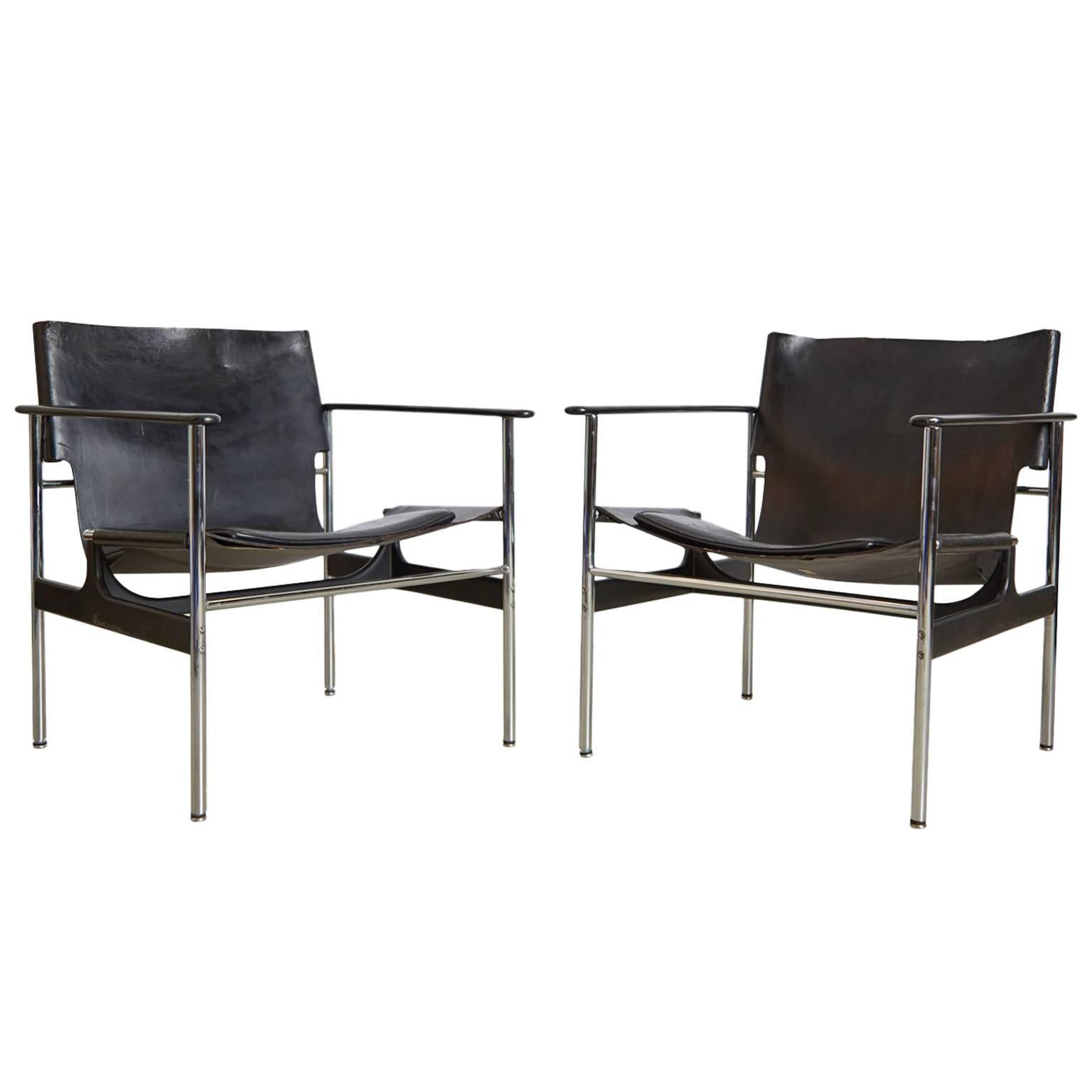 Charles Pollock Model 657 Sling Lounge Chairs, Pair, Knoll International