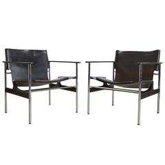 Charles Pollock Model 657 Sling Lounge Chairs, Pair, Knoll International