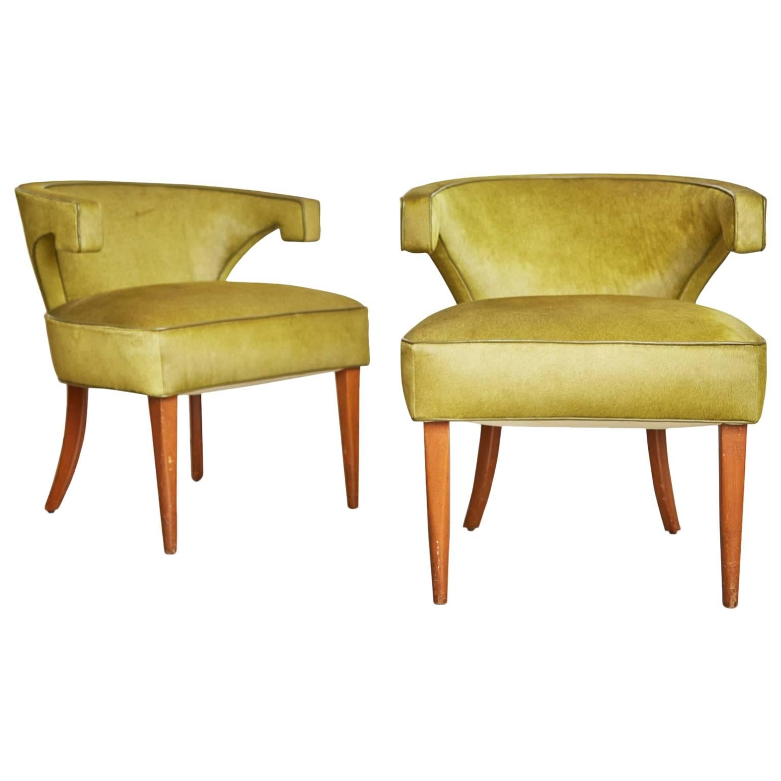 Tommi Parzinger Veronese Klismos Armchairs, Newly Upholstered, Set of Two 