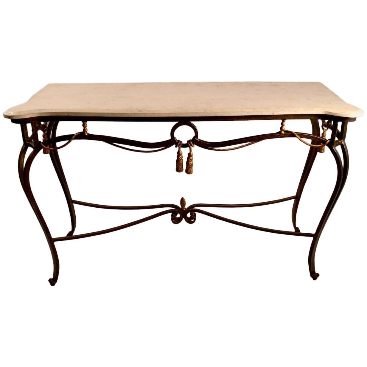 Iron and Tessellated Stone Console Attributed to Maitland-Smith