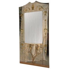 Cristal Art Consolle Mirror Italian Midcentury Design