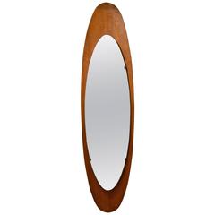 Fantastic Italian Wood Surf Mirror, circa 1960