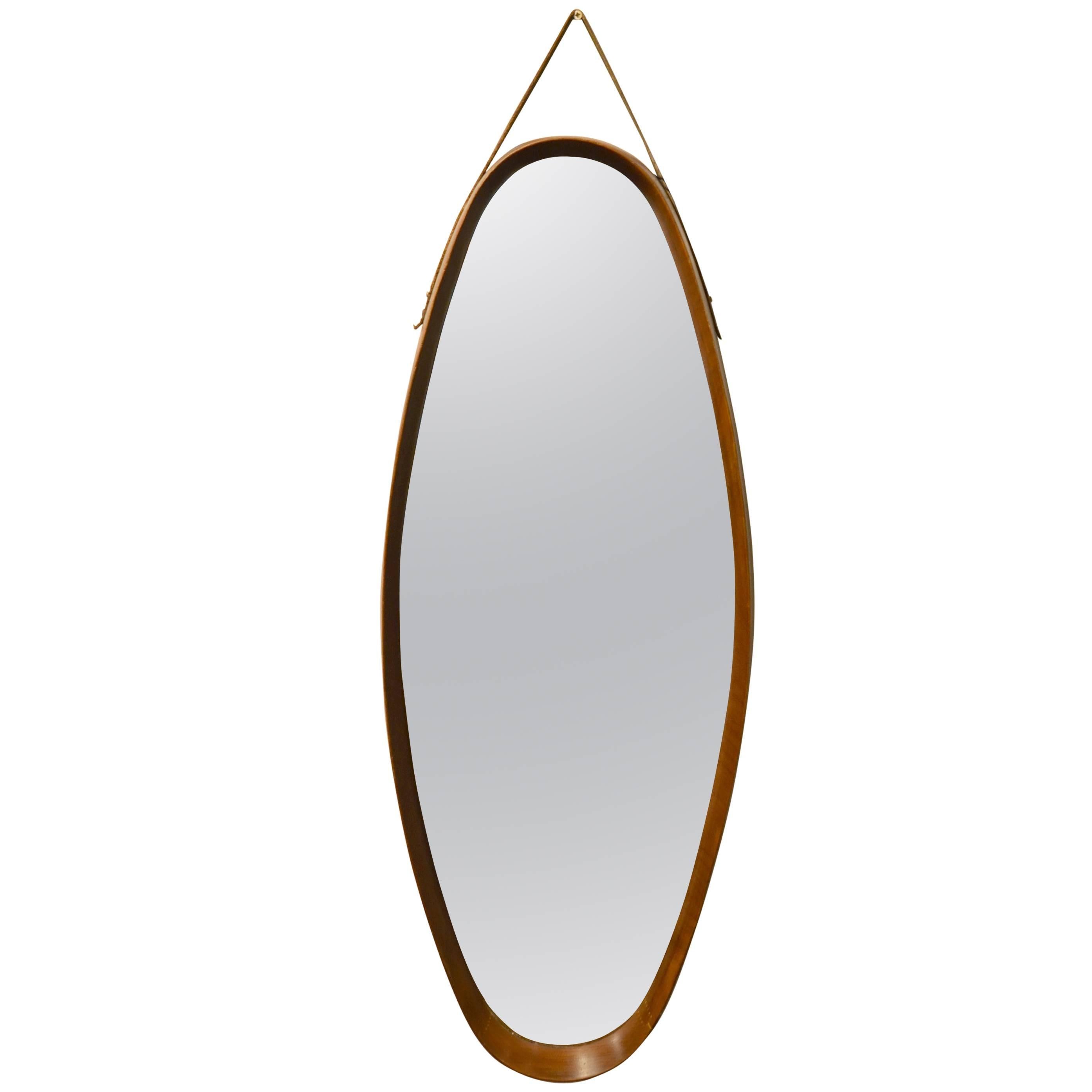 Beautiful Wood Mirror in the Taste of Paolo Buffa, Italy, circa 1960 For Sale