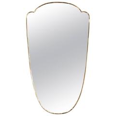 Brass Mirror in the Shape of a Shield, circa 1960