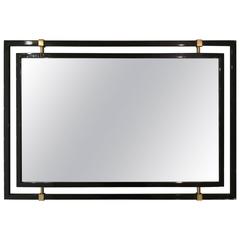 Mirror in Black Painted Metal and Brass, circa 1970 7