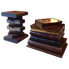 Pair of Side Tables Occasional Tables Faux Books