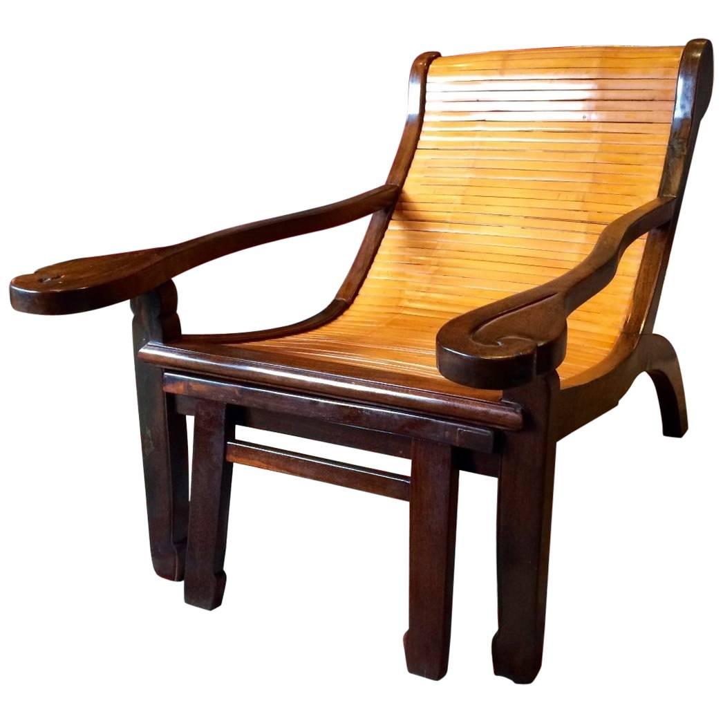 Chinese Jichimu and Bamboo Opium Lounging Chair