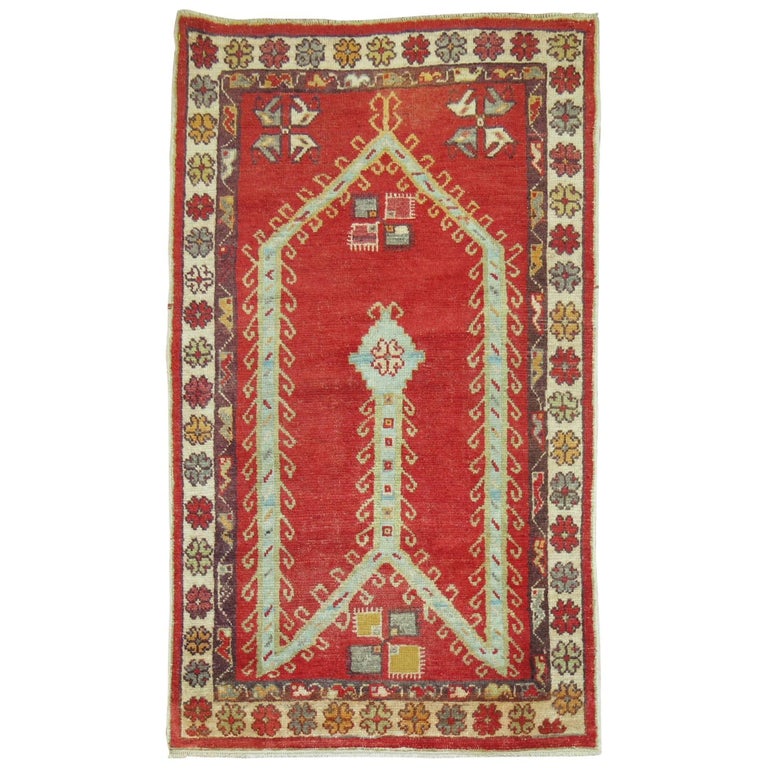 Antique Turkish Oushak Prayer Rug For Sale at 1stDibs