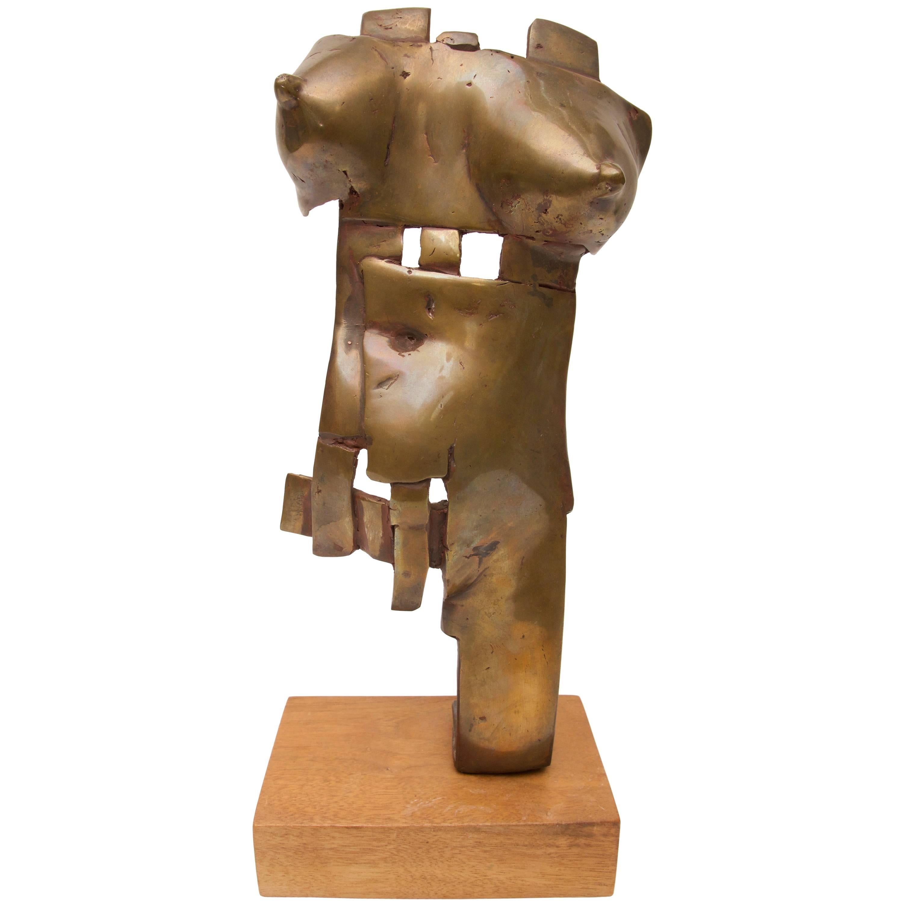 Bronze Brutalist Sculpture Nude Female Torso