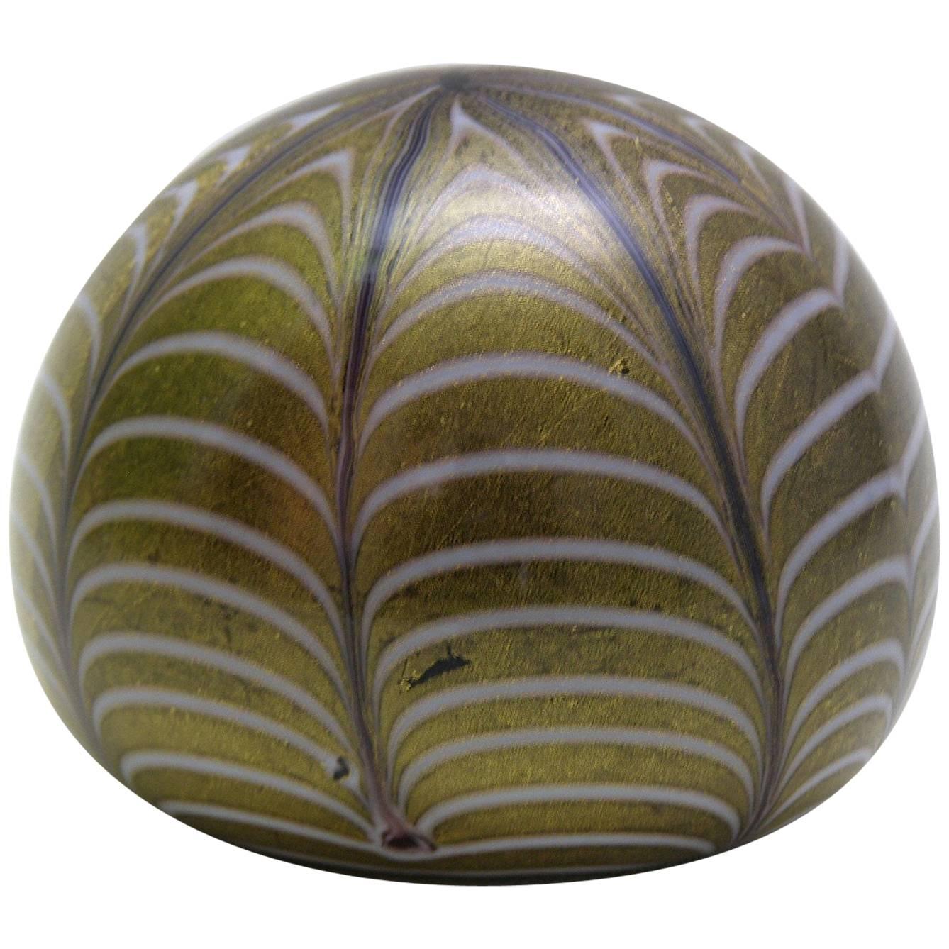 Handblown Murano Glass Paperweight Spiderweb Pattern For Sale