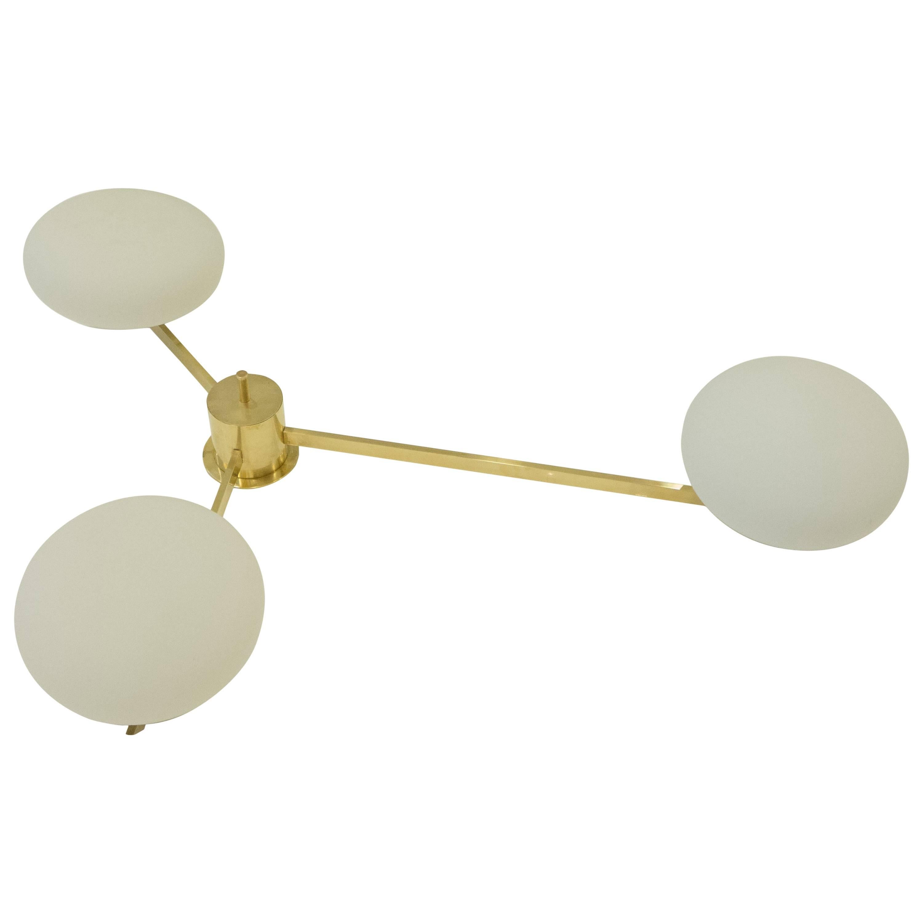Vintage Three-Arm Ceiling Light Attributed to Angelo Lelli