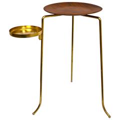 Walnut and Brass Side Table by Tony Paul