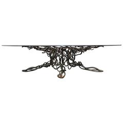 Giacometti Inspired Twisted Iron Cocktail Table