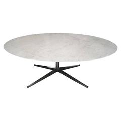Marble and Chrome Oval Conference or Dining Table by Florence Knoll